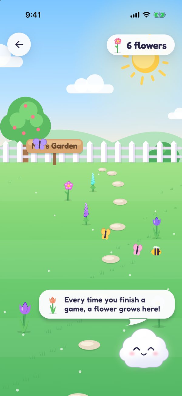 Puff's garden full of flowers grown from dandelion seeds